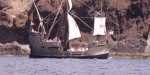 Replica of Columbus' Santa Maria sailing off Madeira